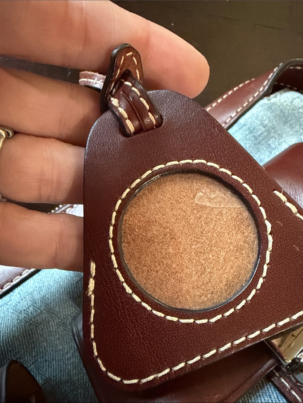Dooney & Bourke Blue Canvas and Brown Leather Shoulder Bag - Picture 12 of 12